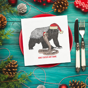 Honey Badger & Snake Funny Badass Christmas   Napkin