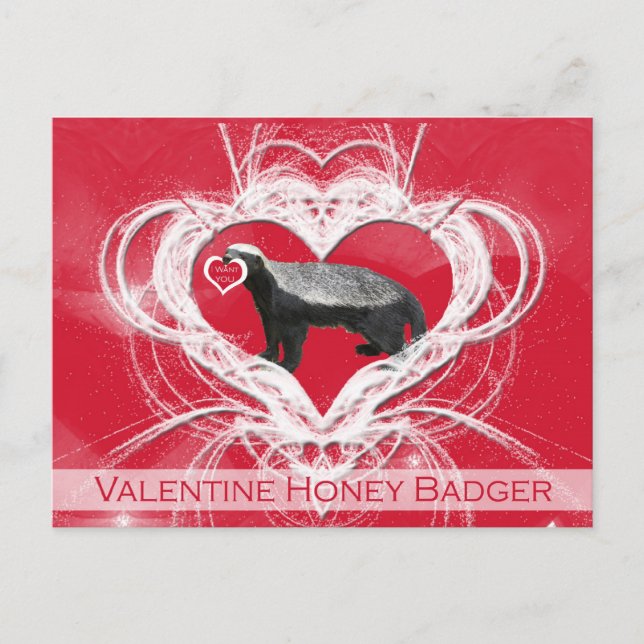 Honey Badger Valentine's Day Postcards (Front)