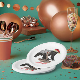 Honey Badger verses Snake Badass Christmas  Paper Plate