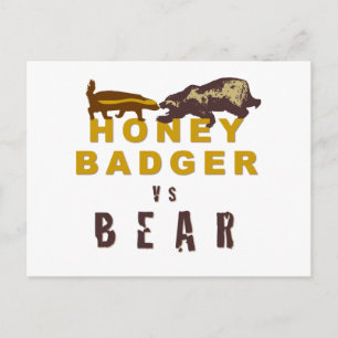 Honey Badger vs Bear Postcard
