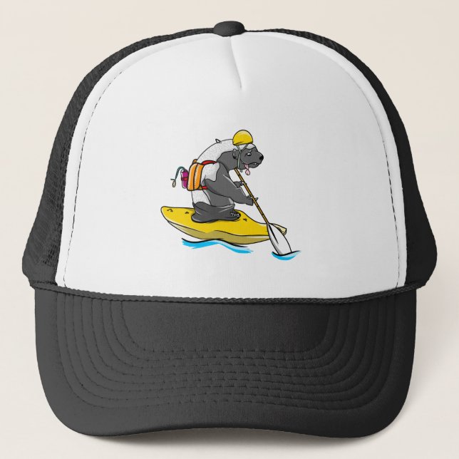 Honey badger white water kayaking trucker hat (Front)