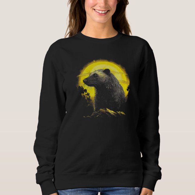 Honey Badger With Full Moon in Background Sweatshirt (Front)