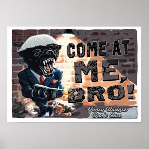 Honey Badger with Machine Gun Poster
