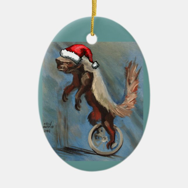 Honey Badger X-mas Ceramic Tree Decoration (Front)