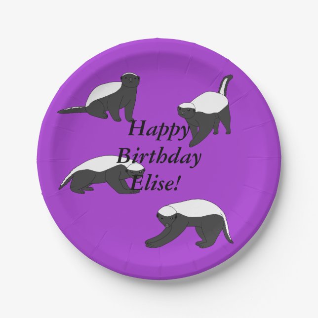 Honey Badgers Birthday Paper Plate (Front)