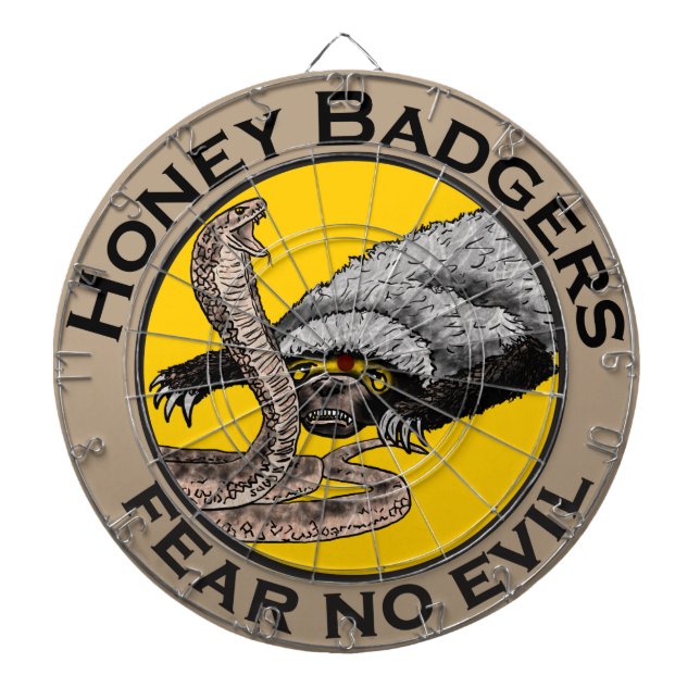 Honey Badgers Fear no Evil Badass Animal Art Snake Dartboard (Front)