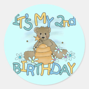 Honey Bear 2nd Birthday T-shirts and Gifts Classic Round Sticker