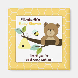 Honey Bear and Bee Square Favour Magnet