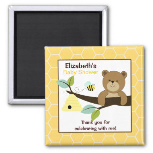Honey Bear and Bee Square Favour Magnet