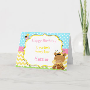 Honey Bear and Bumble Bee Birthday Card