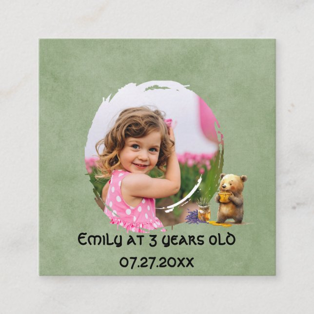 Honey bear Birthday Party Enclosure Card (Front)