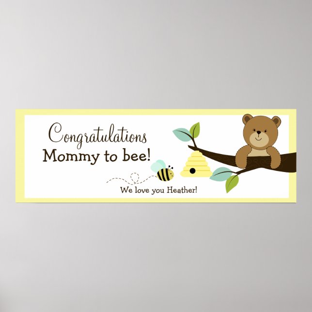 Honey Bear Custom Baby Shower Banner Print (Front)