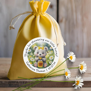 Honey Bear Daisy Flower Garden Spring Baby Shower Classic Round Sticker