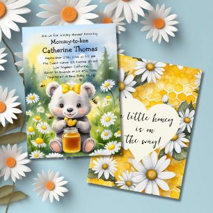 Honey Bear Daisy Flower Garden Spring Baby Shower  Invitation