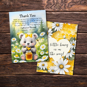 Honey Bear Daisy Flower Garden Spring Baby Shower  Thank You Card