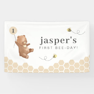 Honey Bear First Bee-day Banner