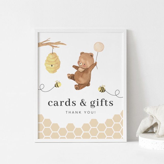 Honey Bear First Bee-day Cards Gifts Sign (Creator Uploaded)