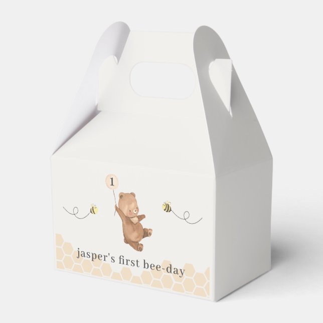 Honey Bear First Bee-day Favour Box (Front Side)
