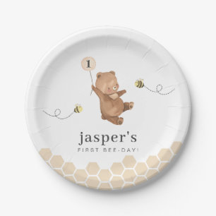 Honey Bear First Bee-day Paper Plate