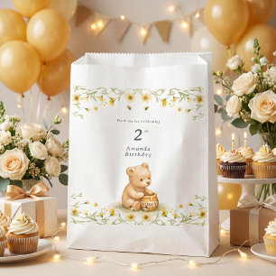 Honey Bear Floral Baby Birthday Favour Bag
