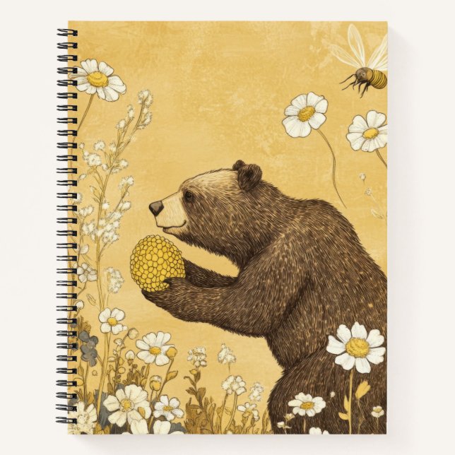 Honey Bear in Wildflower Meadow Notebook (Front)