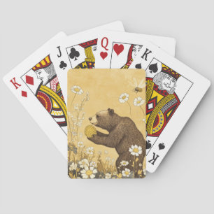Honey Bear in Wildflower Meadow Playing Cards