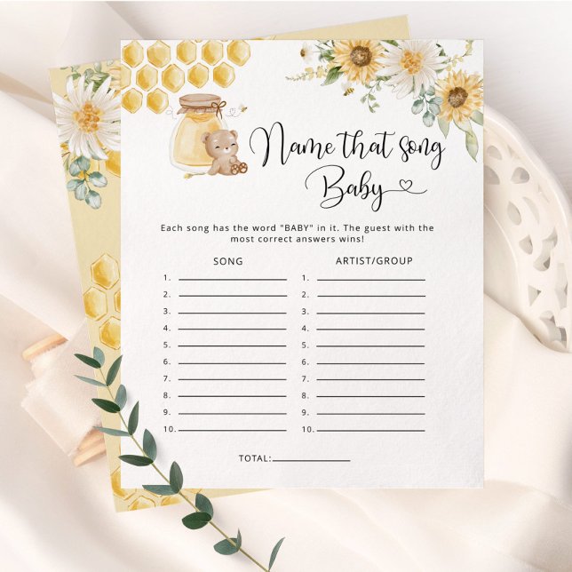 Honey bear name that song baby shower game (Creator Uploaded)