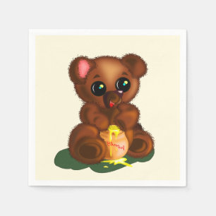 Honey Bear Napkins Cartoon Painting