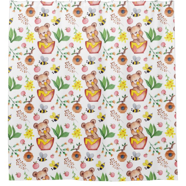 Honey Bears and Bees Shower Curtain (Front)
