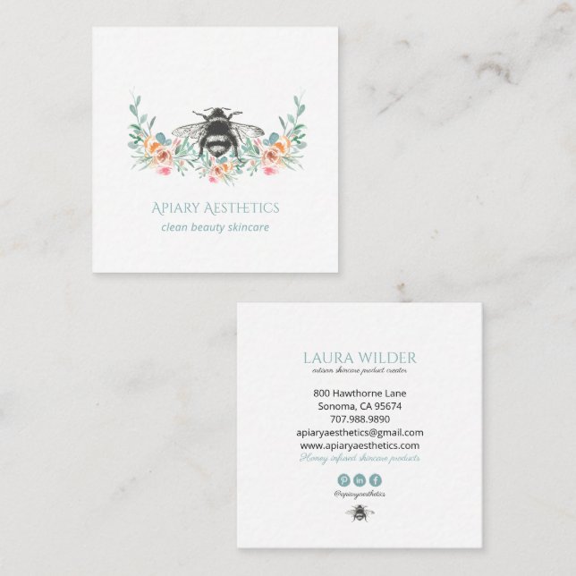 Honey Beauty Products Square Business Card (Front/Back)