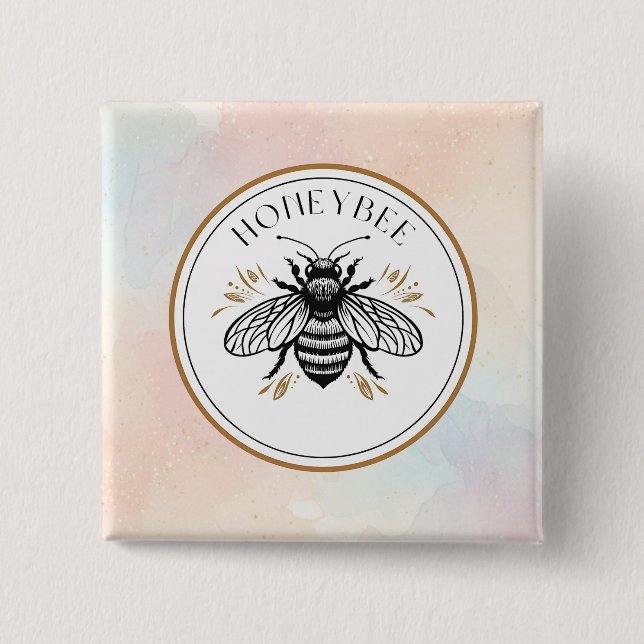 Honey Bee 15 Cm Square Badge (Front)