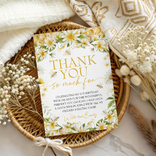 Honey Bee 1st Birthday Thank You Card