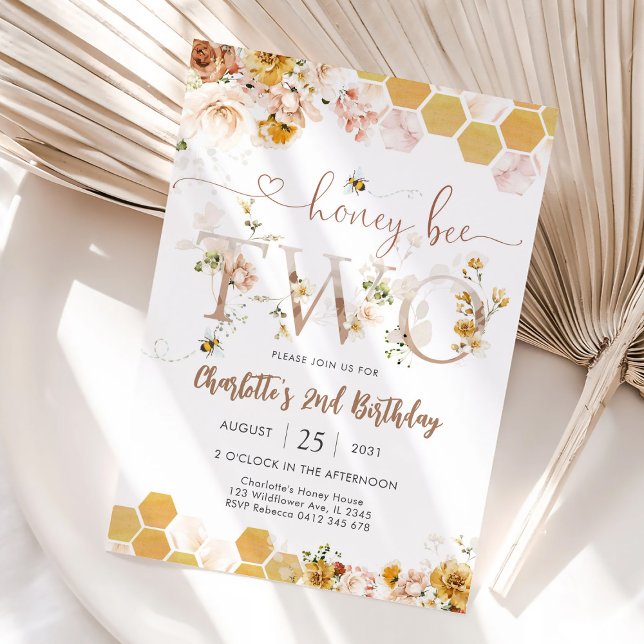 Honey Bee 2nd Birthday Invitation (Creator Uploaded)
