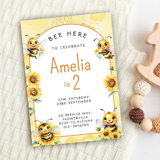 Honey Bee 2nd Birthday Invitation