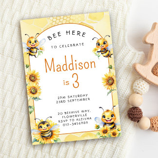Honey Bee 3rd Birthday Invitation