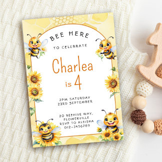 Honey Bee 4th Birthday Invitation