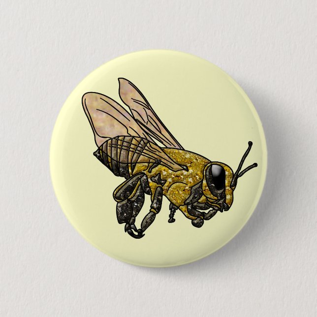 Honey Bee 6 Cm Round Badge (Front)