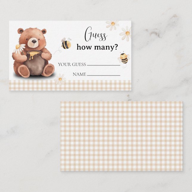 Honey Bee and Bear Guess How Many Baby Shower Enclosure Card (Front/Back)