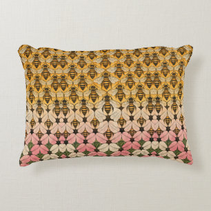 Honey Bee and Flower Tessellation Decorative Cushion
