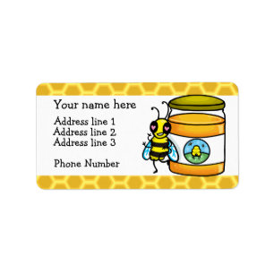 Honey bee and jar address label