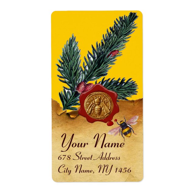 HONEY BEE AND PINE BRANCH,BEEKEEPER RED WAX SEAL (Front)