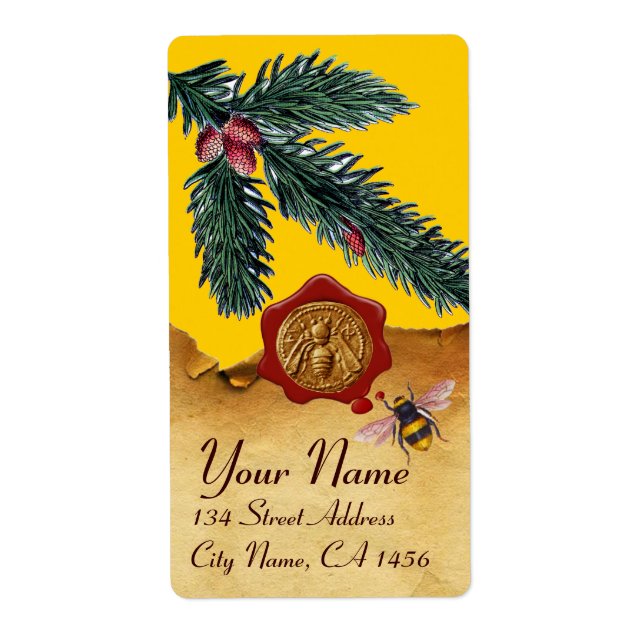 HONEY BEE AND PINE BRANCH,BEEKEEPER RED WAX SEAL (Front)