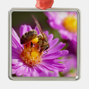 Honey bee and pollination metal ornament
