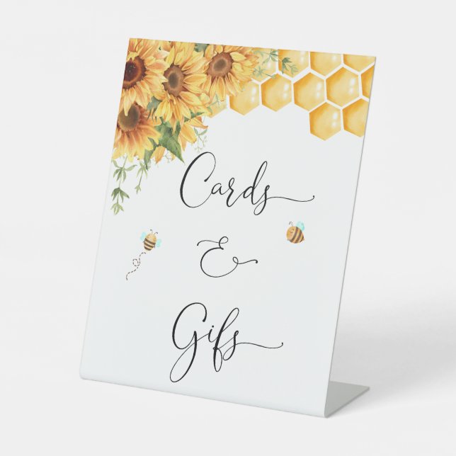 Honey Bee And Sunflowers Cards And Gifts Pedestal Sign (Front)