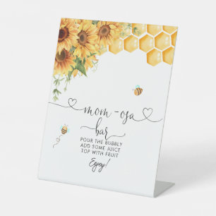 Honey Bee And Sunflowers Mum-osa Bar Pedestal Sign