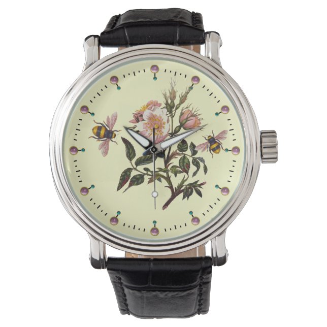 HONEY BEE AND WILD ROSES ,BEEKEEPER WATCH (Front)