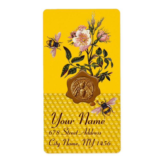 HONEY BEE AND WILD ROSES ,BEEKEEPER  WAX SEAL (Front)