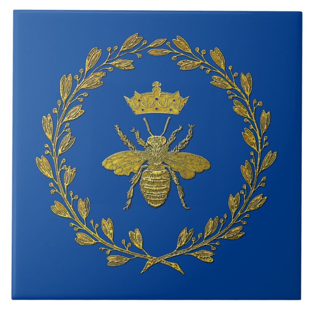 Honey Bee and Wreath Ceramic Tile (Front)