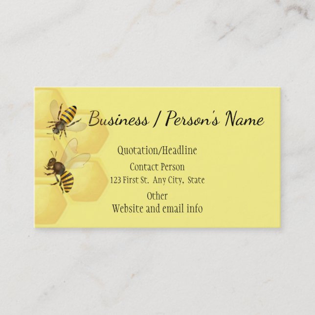 Honey Bee Apiary Business Custom Business Card (Front)