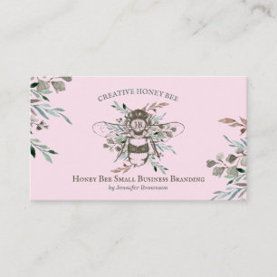 Honey Bee Apiary Floral Rustic Pink Business Card